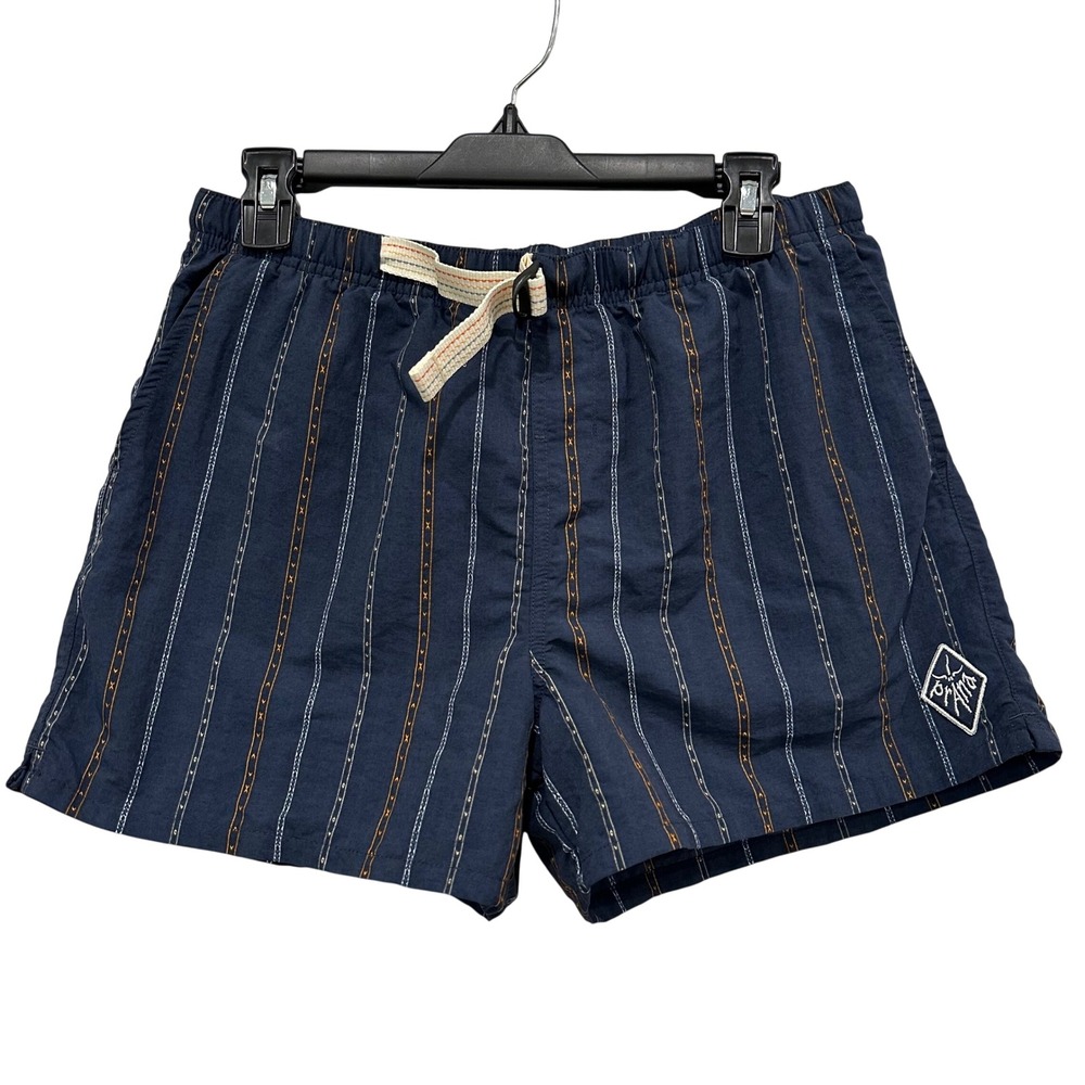 Prana Mens Navy Striped Nylon Relaxed Fit Hiking Shorts Small 1972521